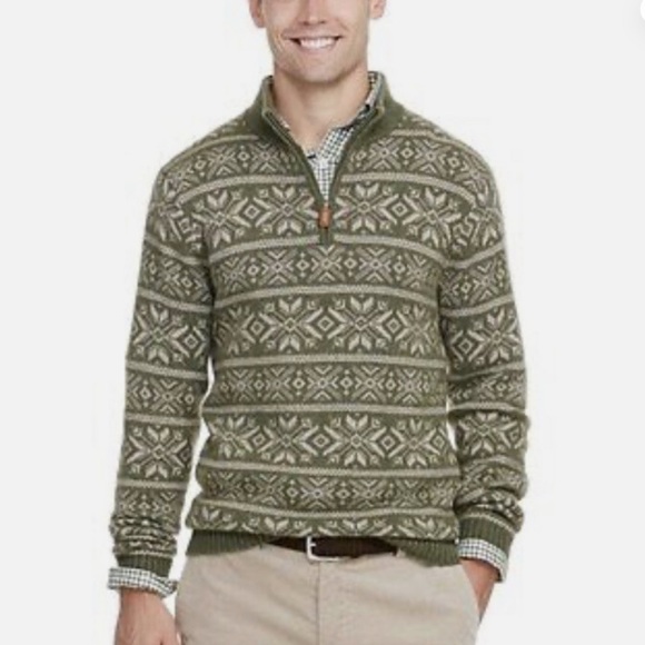 Vineyard Vines Men's Two Color Fair Isle 1/4 Zip Sweater Top Size L - Picture 3 of 10